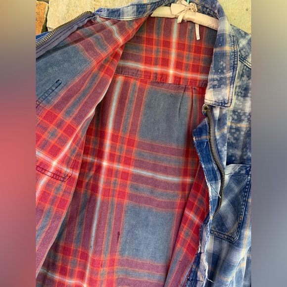 Free People * Blue Plaid * Zip Front * Oversized * Unisex * Jacket - Picture 3 of 10